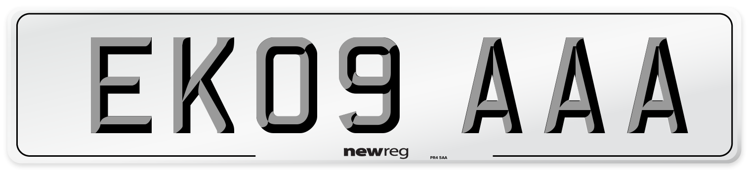 EK09 AAA Number Plate from New Reg